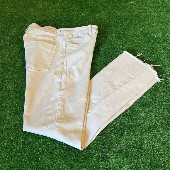 Zara Women's Split Raw Hem High Rise Denim Collection  Beige Jeans Pants Size 06 - Picture 1 of 16